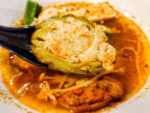 Texture of the bitter gourd Yong Tau Foo at Veggie House 一芳 - Tai Seng in Central Singapore