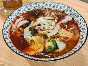 Mala soup with bee hoon  and mee at Veggie House 一芳 - Tai Seng in Central Singapore