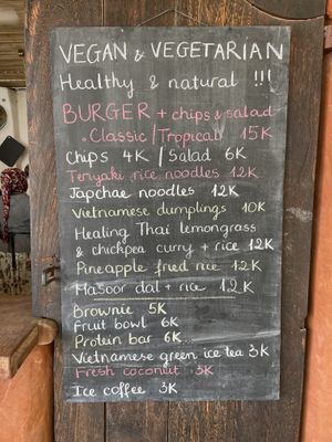 Menu  at The Plants in Zanzibar