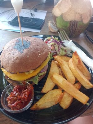 Vegan burger at The Plants in Zanzibar