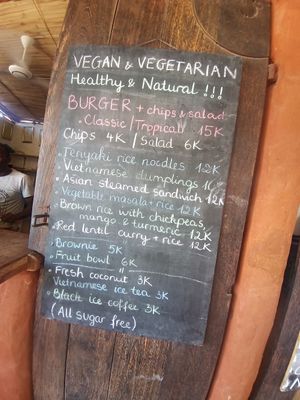 Menu at The Plants in Zanzibar