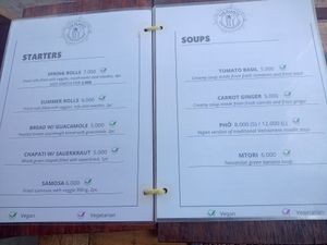 Menu1 at The Plants in Zanzibar