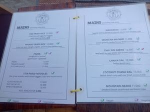 Menu2 at The Plants in Zanzibar