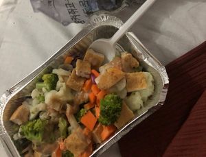 Self-mixed salad with tofu and peanut sauce (7k TSH)  at The Plants in Zanzibar