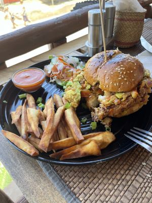 Vegan burger  at The Plants in Zanzibar