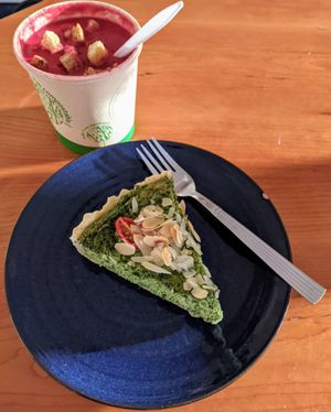 Beetroot soup with croutons, and spinach quiche #Veganuary at RusticBoowa  in Tralee