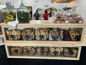 Bagel selection at Ben & Esther's Vegan Jewish Deli in San Diego