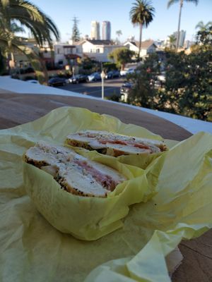 Whitefish bagel ordered to-go. 🔥 at Ben & Esther's Vegan Jewish Deli in San Diego