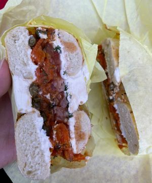 “lox” bagel   at Ben & Esther's Vegan Jewish Deli in San Diego