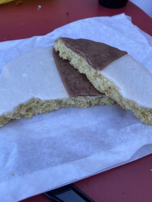 Black and white cookie  at Ben & Esther's Vegan Jewish Deli in San Diego
