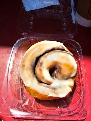 Cinnamon roll at Ben & Esther's Vegan Jewish Deli in San Diego