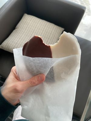 black / white cookie at Ben & Esther's Vegan Jewish Deli in San Diego