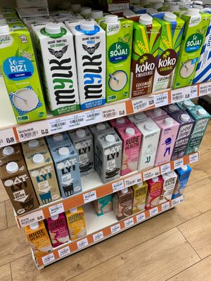 Plant milks  at Highbury Natural in North London