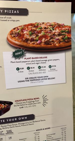 Plant based pizza option  at LaRosa's Pizzeria in Florence