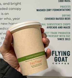 Certified compostablee  at Flying Goat Coffee in Healdsburg