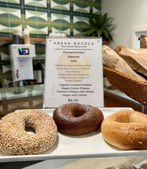 Fresh bagels  at Flying Goat Coffee in Healdsburg