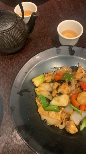 vegan chicken noodles  at Plum Valley in London