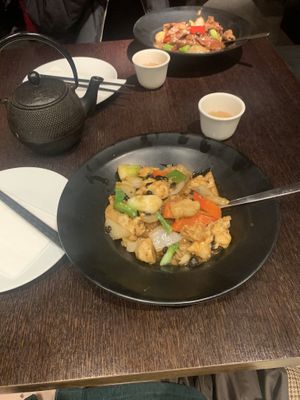 vegan chicken noodles  at Plum Valley in London