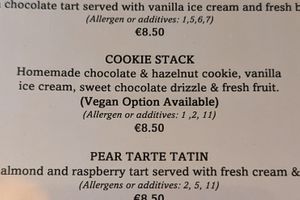Vegan cookies available on the menu at Dolan's Pub and Restaurant in Limerick