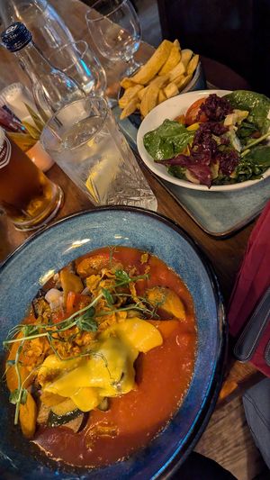 Vegan Tian comes with fries (chips) and salad at Dolan's Pub and Restaurant in Limerick