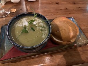 Vegan potato soupp  at Dolan's Pub and Restaurant in Limerick