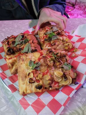Potato and leek slices at Snuggs Pizza - Pop Up in Lafayette