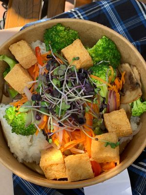 Teriyaki tofu without the sauce. That’s how we asked for it. My daughter said the tofu is fire, the best she’s had at a restaurant. (Sorry local favourites) at Stillfood Bistro in Salmon Arm