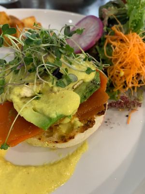 Eggs benny with carrot lox. So good we ordered another 😅 at Stillfood Bistro in Salmon Arm