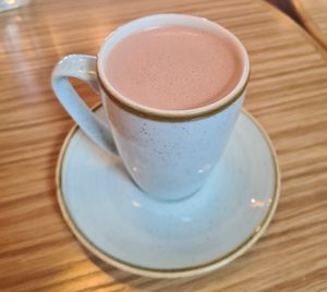 Hot Coco. It was a warm & sunny day and the waiter asked if I wanted it iced, which I think is a cool option to offer. at Fresh Sherway in Toronto