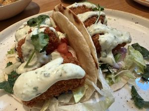 Squash tacos - my fave thing on menu  at Fresh Sherway in Toronto