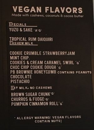 List of vegan flavors at Van Leeuwen Ice Cream - 253 Columbus Ave in New York City