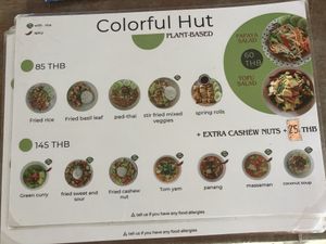 menu  at Colorful Hut in Koh Phangan