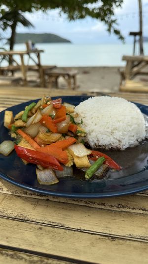 Basil stir fry  at Colorful Hut in Koh Phangan