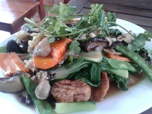 vegetable, shiitake and tofu stir fry. at Hoa Khai in Ho Chi Minh City