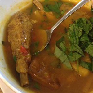 mock chicken leg (using lemongrass) in Indian curry at Hoa Khai in Ho Chi Minh City