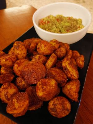 Potatoes and Guacamole at Habits in Holbox