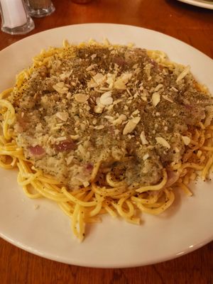 Spaghetti with selfmade sauce at Habits in Holbox