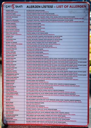 Both the potato wrap and spinach wrap contain dairy. Allergen list appears incomplete, such as the cakes not mentioning egg or dairy    at IST - Çay Saati - T1 in Istanbul