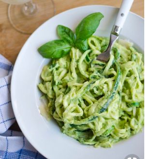 Zucchini pasta with almond sauce  at Las 3 Puertas in Cancun