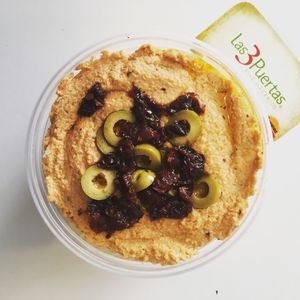 Vegan tomato and olive dip at Las 3 Puertas in Cancun