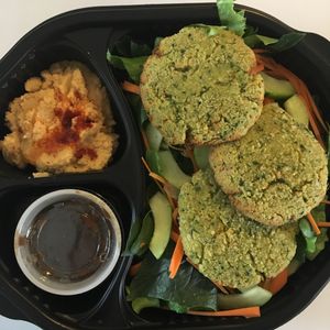 Falafel salad with humus  at Las 3 Puertas in Cancun