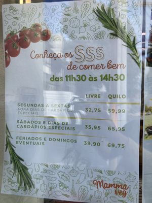 Price in R$  at Mamma Veg Floripa in Florianopolis