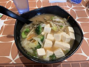 Vegetables udon noodles with added tofu (extra )  at Daiichi Ramen in Hilo