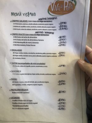 Menu update after inflation issues   at Viva la Pepa in El Calafate
