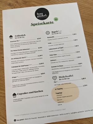 menu at Frau Ginkel in Geisenheim