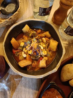 Steamed vegetables with croutons and corn at Mirlo La Caleta in Tenerife