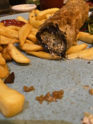 vegan fish  at No 1 High Street Bar in Edinburgh