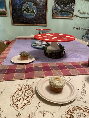 Earl grey cupcake and blueberry cupcake!   at Glitter Thicket in Nyack