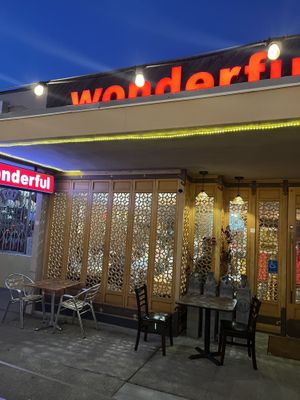 Restaurant sign and front   at wonderful in Millbrae
