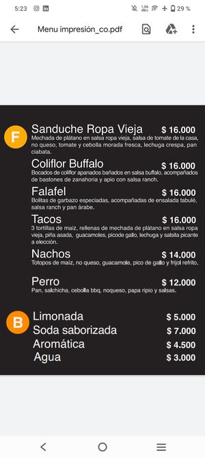 Menu 2023 at Spice in Manizales